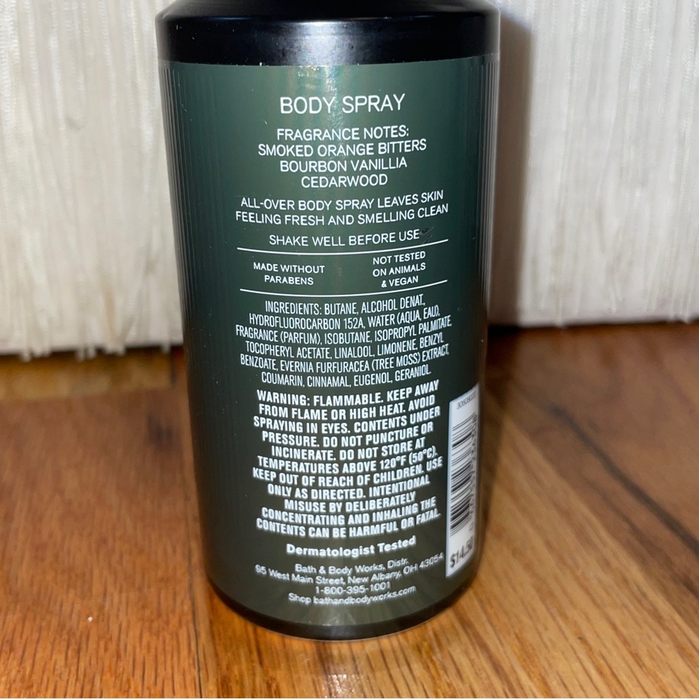 NEW Mens Bath & Body Works Smoked Old Fashioned Fragrance body Spray 3.7 - Picture 3 of 3